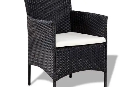 Set mobilier de grădină cu perne, 4 piese, negru, poliratan - 3/5