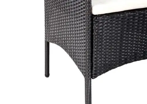 Set mobilier de grădină cu perne, 4 piese, negru, poliratan - 5/5