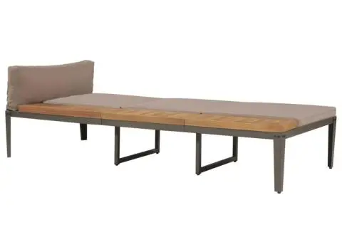 Șezlong de plajă cu perne, maro, lemn masiv acacia - 1/5