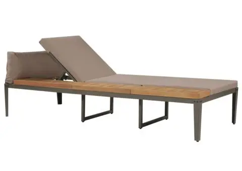 Șezlong de plajă cu perne, maro, lemn masiv acacia - 2/5