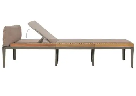 Șezlong de plajă cu perne, maro, lemn masiv acacia - 3/5