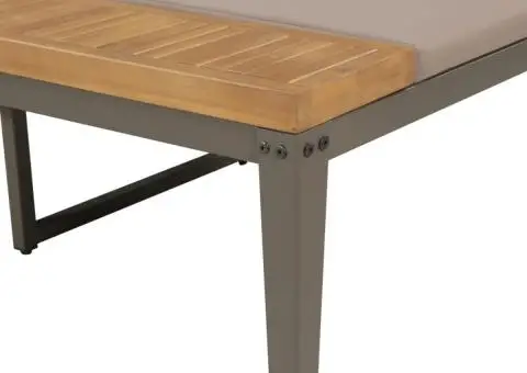 Șezlong de plajă cu perne, maro, lemn masiv acacia - 4/5