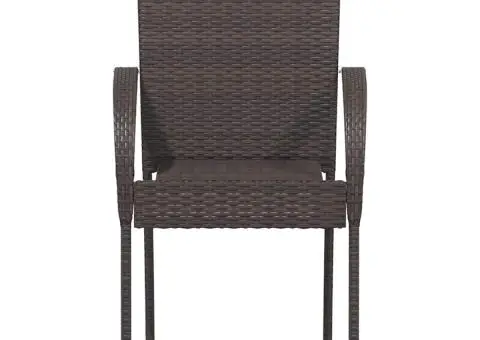 Scaune de exterior stivuibile, 2 buc., maro, poliratan - 3/5