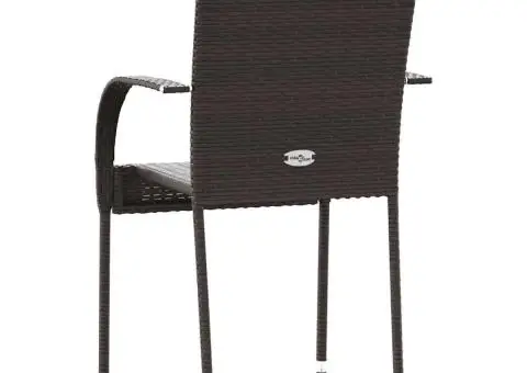 Scaune de exterior stivuibile, 2 buc., maro, poliratan - 5/5