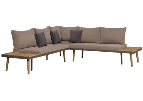 Set mobilier grădină cu perne, 4 piese, maro, lemn acacia - 2/5