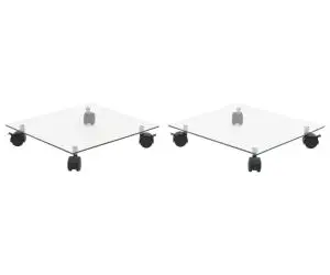 vidaXL Suport cu role de plante, 2 buc, 35x35 cm, sticlă securizată