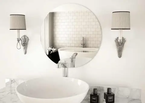 Oglindă de perete, 50 cm, sticlă, rotundă - 1/5