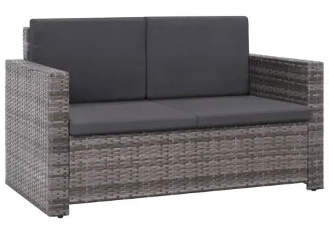 Set mobilier de grădină cu perne, 2 piese, gri, poliratan - 4/5