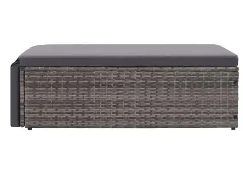 Set mobilier de grădină cu perne, 2 piese, gri, poliratan - 5/5