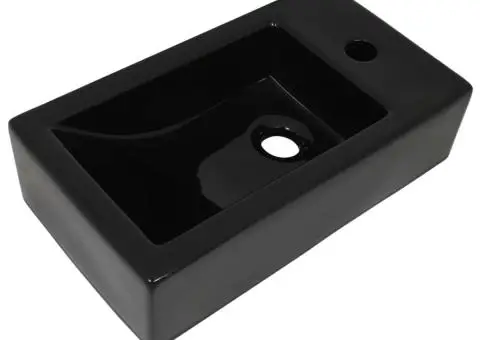 Chiuvetă cu orificiu robinet, negru, 46x25,5x12, ceramică - 2/5