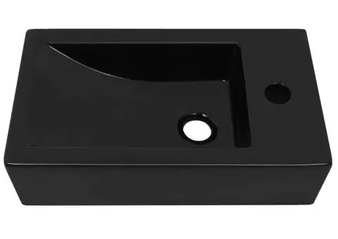 Chiuvetă cu orificiu robinet, negru, 46x25,5x12, ceramică - 3/5