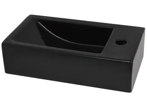 Chiuvetă cu orificiu robinet, negru, 46x25,5x12, ceramică - 4/5