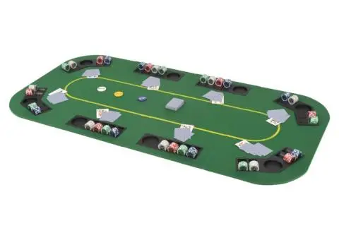 Blat masă poker 8 jucători, pliabil în 4, dreptunghiular, verde - 1/5