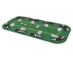 vidaXL Blat masă poker 8 jucători, pliabil în 4, dreptunghiular, verde