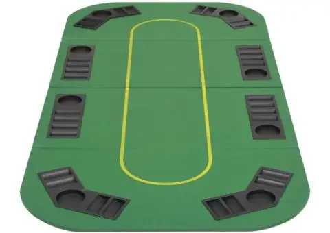 Blat masă poker 8 jucători, pliabil în 4, dreptunghiular, verde - 4/5