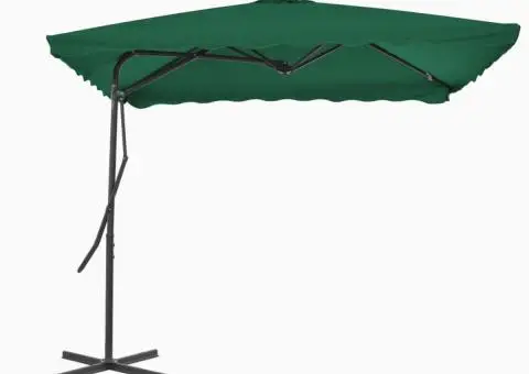 Umbrelă de soare de exterior, stâlp din oțel, verde, 250x250 cm - 1/5