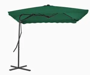 vidaXL Umbrelă de soare de exterior, stâlp din oțel, verde, 250x250 cm