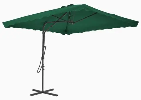 Umbrelă de soare de exterior, stâlp din oțel, verde, 250x250 cm - 2/5