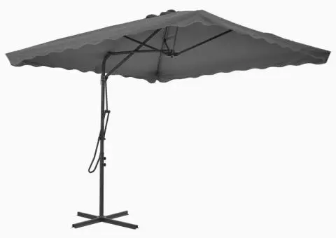 Umbrelă soare de exterior, stâlp din oțel, antracit, 250x250 cm - 2/5