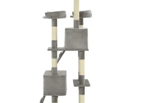 Ansamblu pentru pisici cu stâlpi funie sisal, 170 cm, gri - 4/5