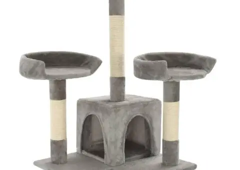 Ansamblu pentru pisici cu stâlpi funie sisal, 170 cm, gri - 5/5