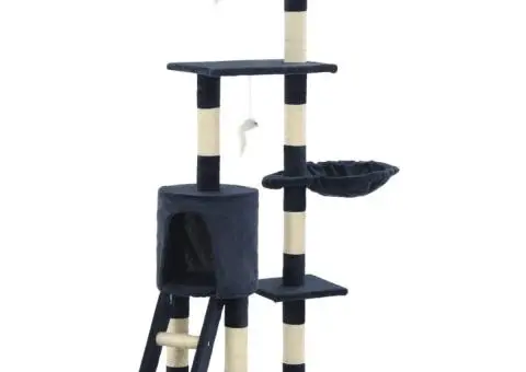 Ansamblu pisici stâlpi din funie sisal, 138 cm, albastru închis - 2/5