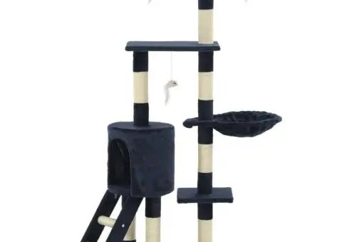 Ansamblu pisici stâlpi din funie sisal, 138 cm, albastru închis - 3/5