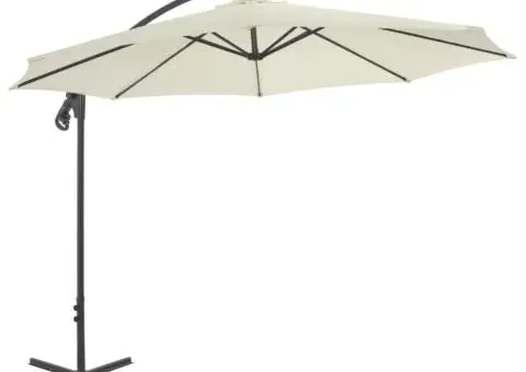 Umbrelă în consolă cu stâlp din oțel, nisipiu, 300 cm - 1/5