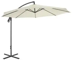 vidaXL Umbrelă în consolă cu stâlp din oțel, nisipiu, 300 cm