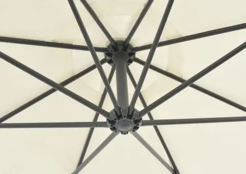 Umbrelă în consolă cu stâlp din oțel, nisipiu, 300 cm - 3/5