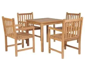 vidaXL Set mobilier de exterior, 5 piese, lemn masiv de tec
