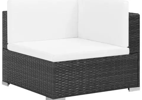 Set mobilier de grădină cu perne, 6 piese, negru, poliratan - 3/5