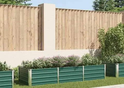 Strat înălțat de grădină, verde, 240x80x45 cm, oțel galvanizat - 1/5