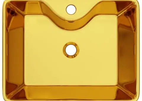 Chiuvetă cu orificiu de robinet, auriu, 48x37x13,5 cm, ceramică - 4/5