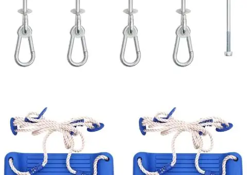 Leagăne cu frânghii, 2 buc., albastru, 37x15 cm, polietilenă - 2/5