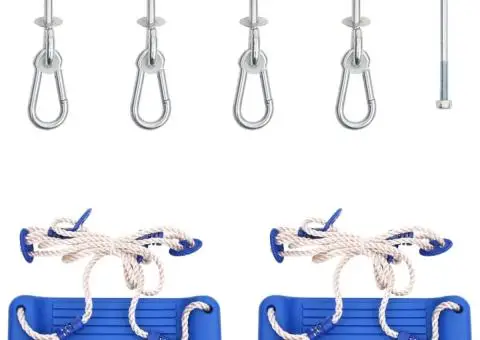 Leagăne cu frânghii, 2 buc., albastru, 37x15 cm, polietilenă - 2/5