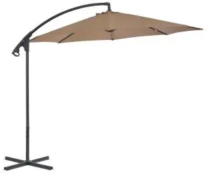 vidaXL Umbrelă în consolă cu stâlp din oțel, taupe, 300 cm