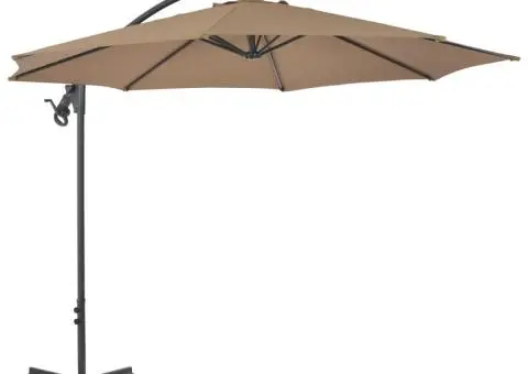 Umbrelă în consolă cu stâlp din oțel, taupe, 300 cm - 2/5