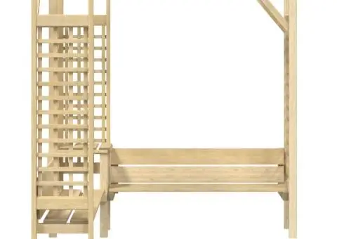 Pergolă colțar cu banchetă, lemn de pin tratat - 3/5