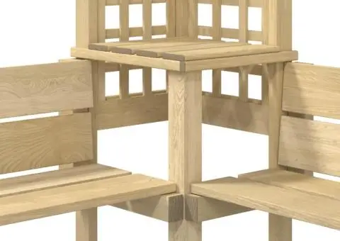 Pergolă colțar cu banchetă, lemn de pin tratat - 5/5