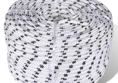 Frânghie împletită barcă, alb, 250 m, poliester, 12 mm