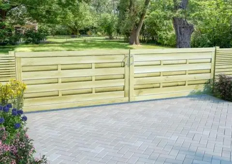 Porți de grădină 2 buc. verde 150x75 cm lemn de pin tratat - 1/5