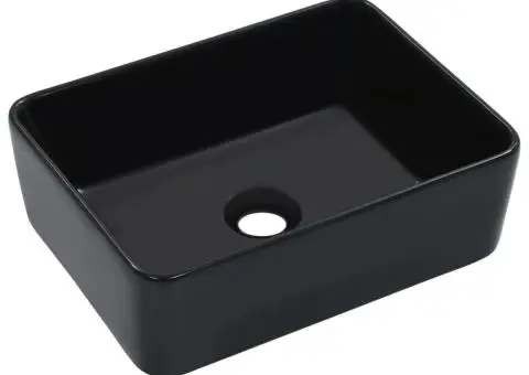 Chiuvetă de baie, negru, 40 x 30 x 13 cm, ceramică - 1/5