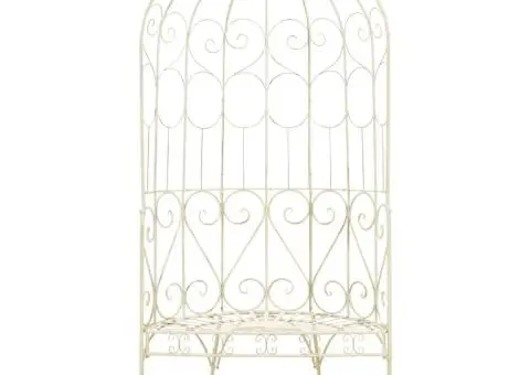 Bancă de grădină, alb vintage, 95 cm, fier - 2/5