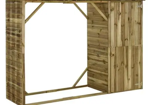 Șopron lemne și scule de grădină, 253 x 80 x 170 cm, lemn pin - 1/5