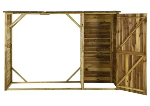 Șopron lemne și scule de grădină, 253 x 80 x 170 cm, lemn pin - 3/5