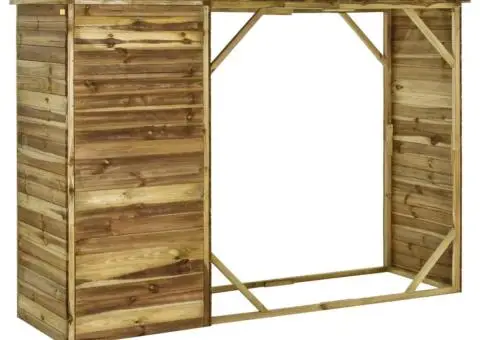 Șopron lemne și scule de grădină, 253 x 80 x 170 cm, lemn pin - 4/5