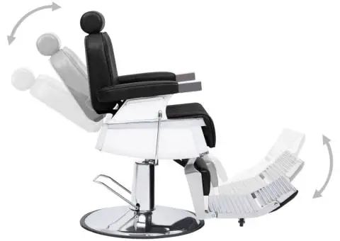 Scaun frizer, negru, 68 x 69 x 116 cm, piele ecologică - 4/5