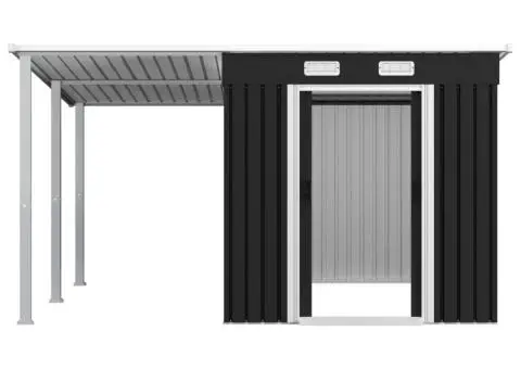 Șopron grădin, acoperiș extins, antracit, 336x270x181 cm, oțel - 5/5