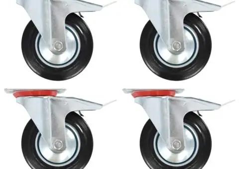 Roți pivotante cu frâne duble, 4 buc., 160 mm - 1/5